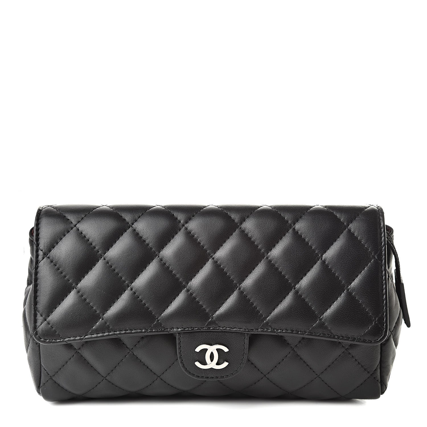 Chanel Lambskin Quilted Flap Cosmetic Case Black 1 of 9