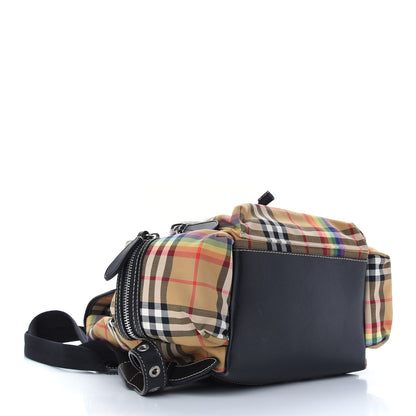 Burberry Vintage Rainbow Check Small Rucksack Backpack Antique Yellow 3 of 8