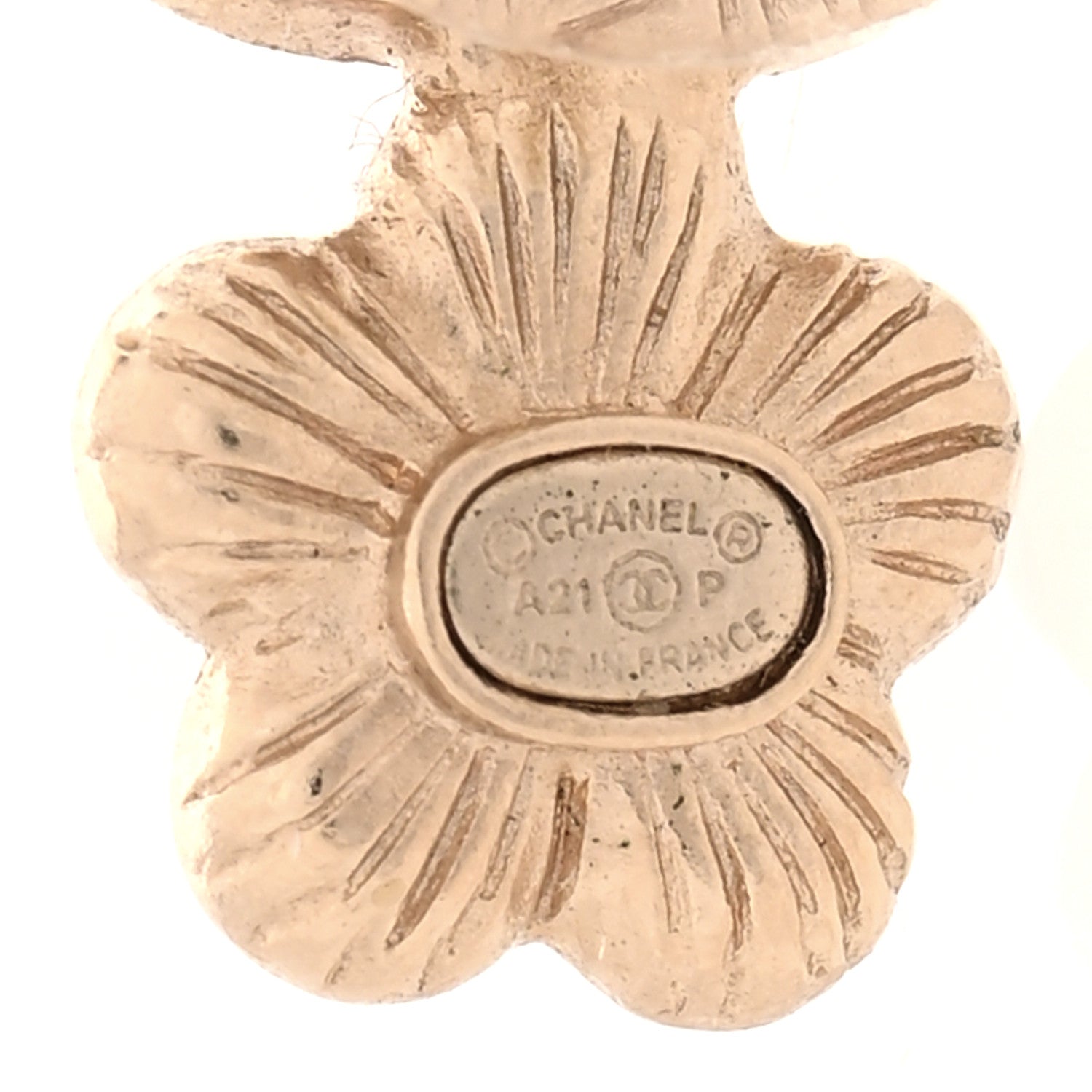 Chanel Crystal Pearl CC Flower Earrings Purple Gold 4 of 4