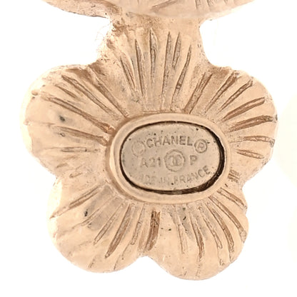 Chanel Crystal Pearl CC Flower Earrings Purple Gold 4 of 4