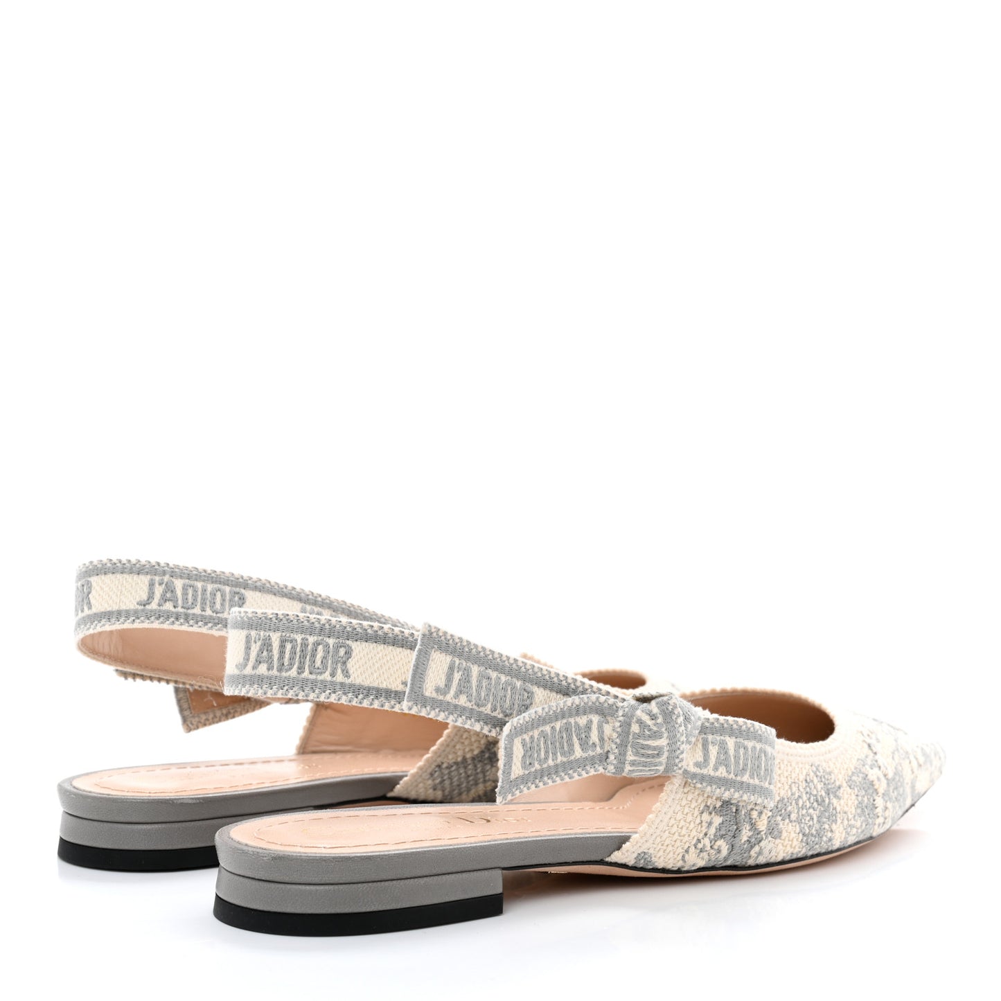 Cotton Ribbon Toile De Jouy J'Adior Slingback Ballet Flats 36.5 Grey Stone
