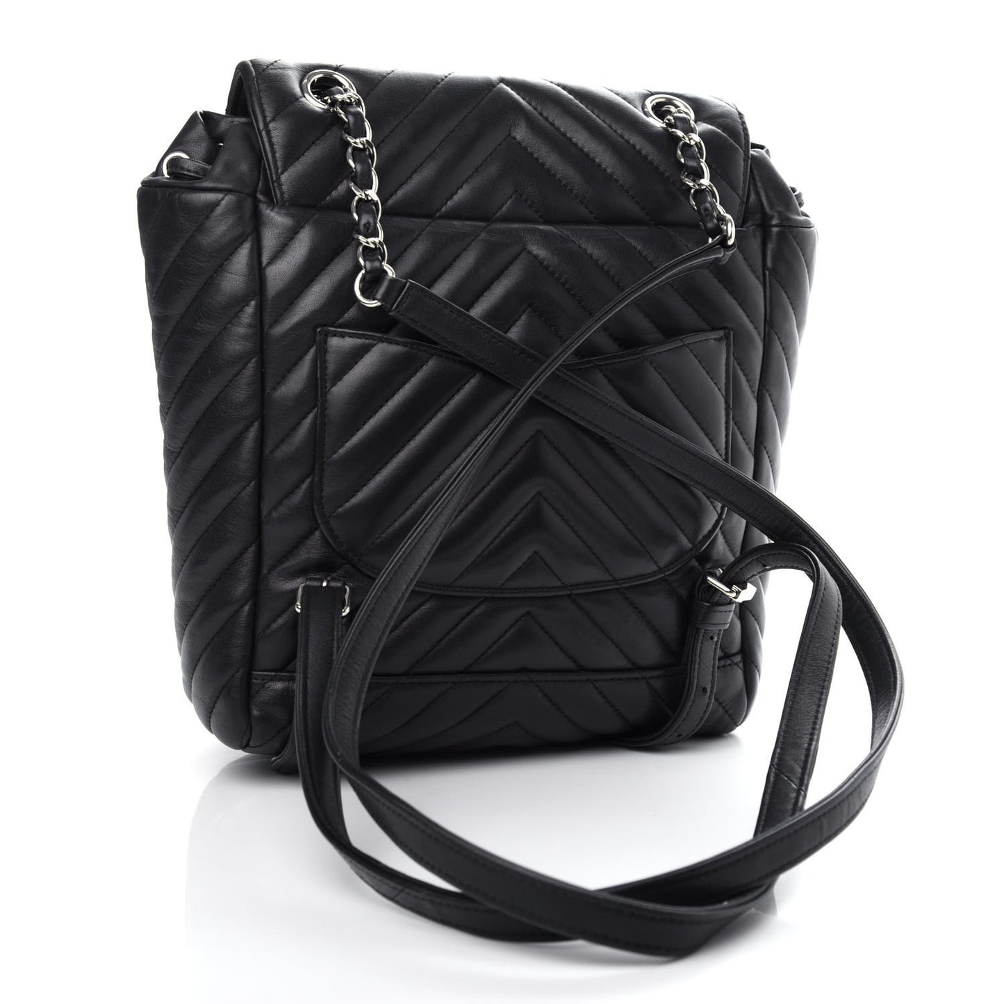 Calfskin Chevron Quilted Small Urban Spirit Backpack Black