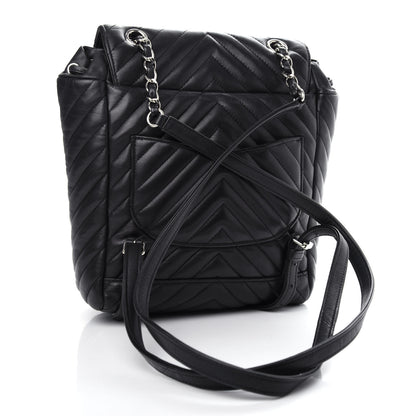 Chanel Calfskin Chevron Quilted Small Urban Spirit Backpack Black 3 of 10