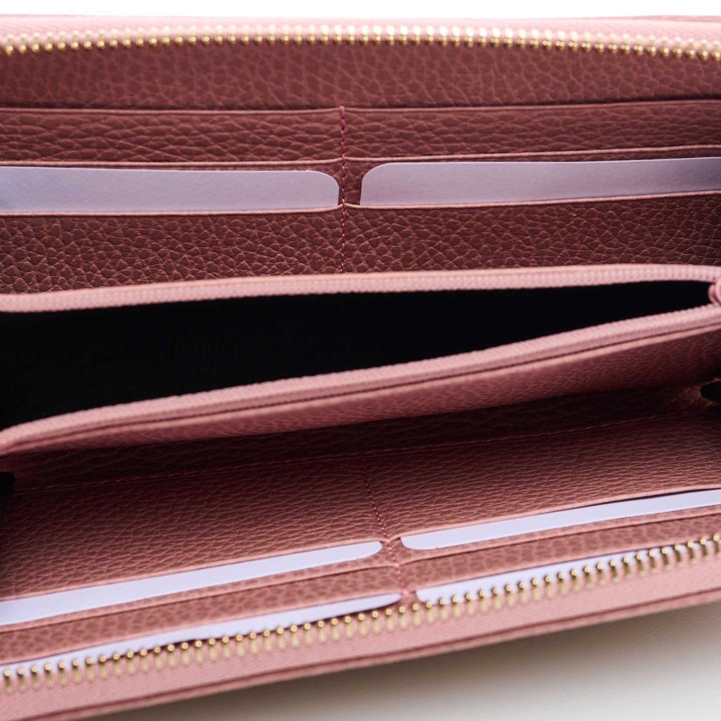 Monogram Dollar Calfskin Zip Around Wallet Beige Ebony Soft Pink