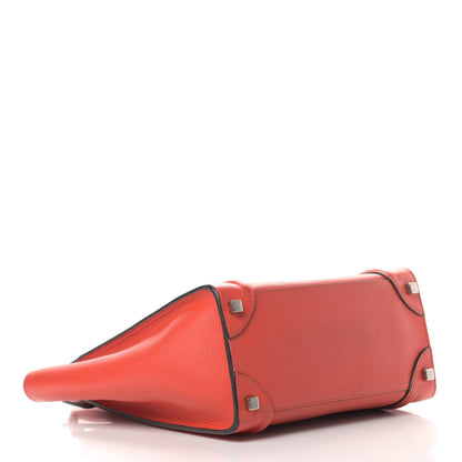 Celine Drummed Calfskin Micro Luggage Vermillion 3 of 6