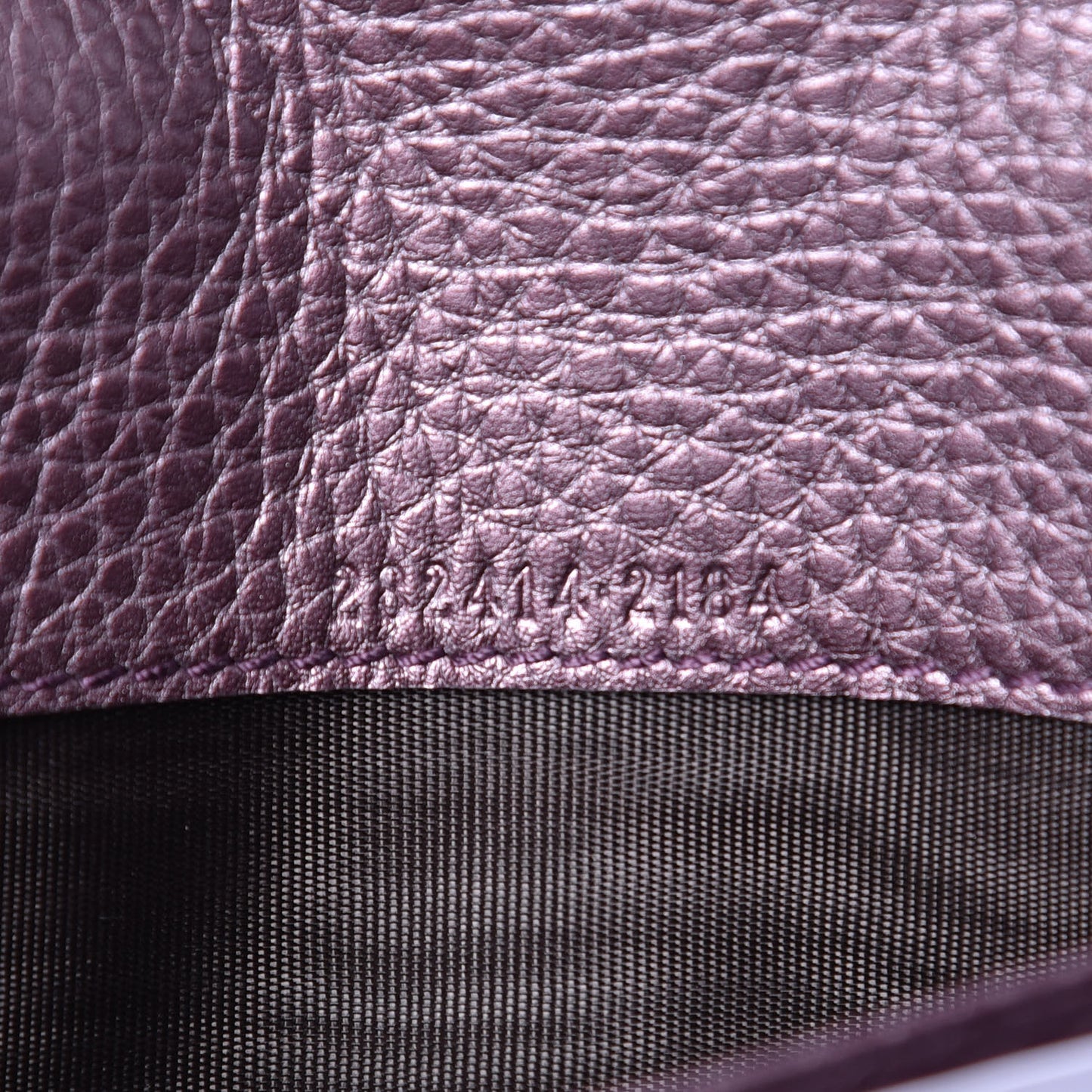 Metallic Pebbled Calfskin Large Soho Continental Wallet Purple