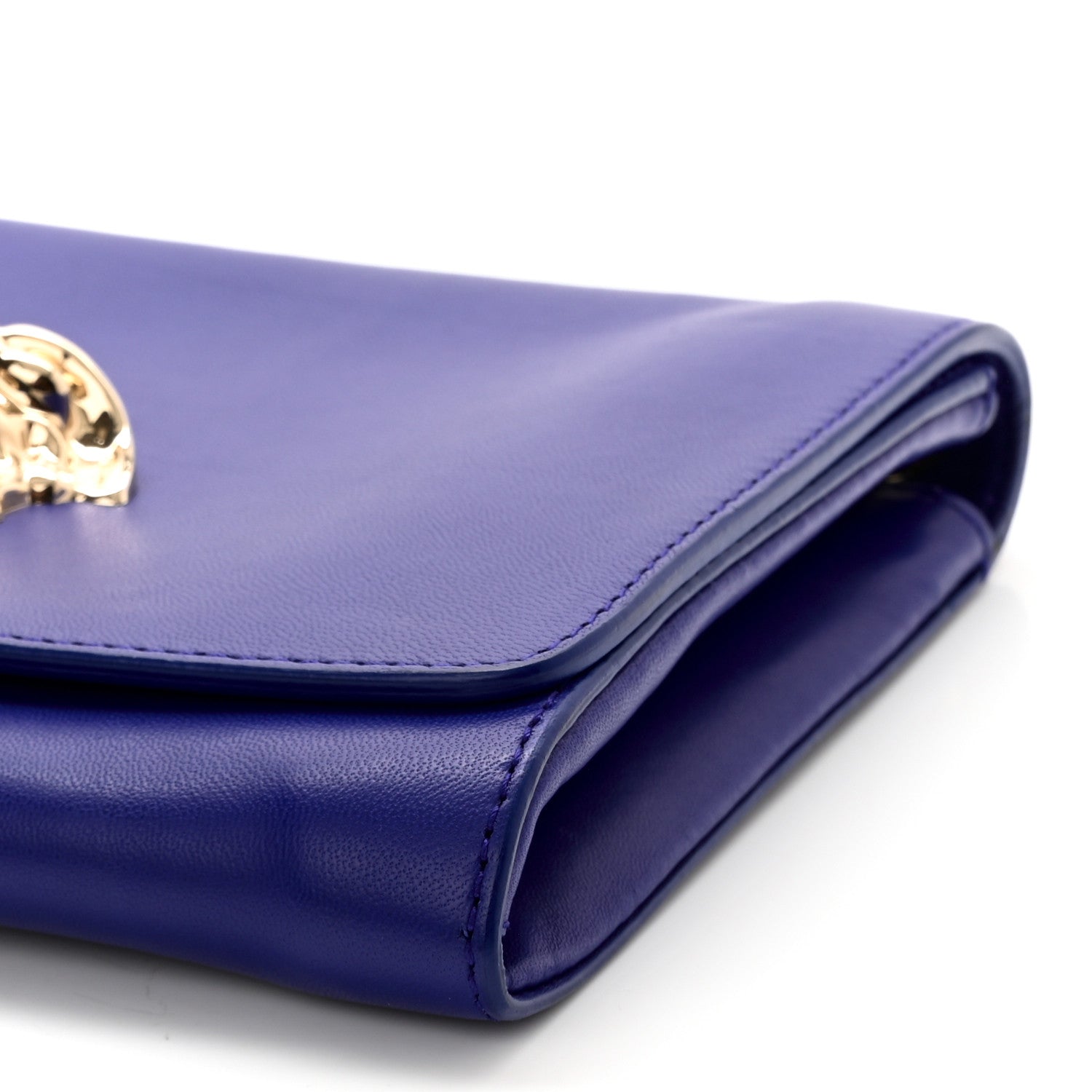 Versace Lambskin Palazzo Chain Evening Bag Blue 9 of 10