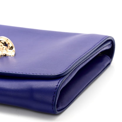 Versace Lambskin Palazzo Chain Evening Bag Blue 9 of 10