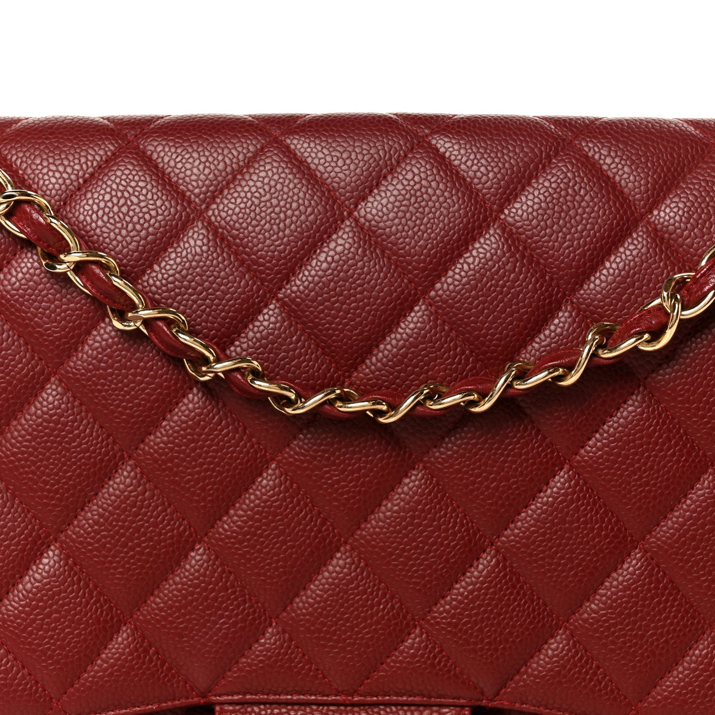 Caviar Quilted Maxi Single Flap Dark Red