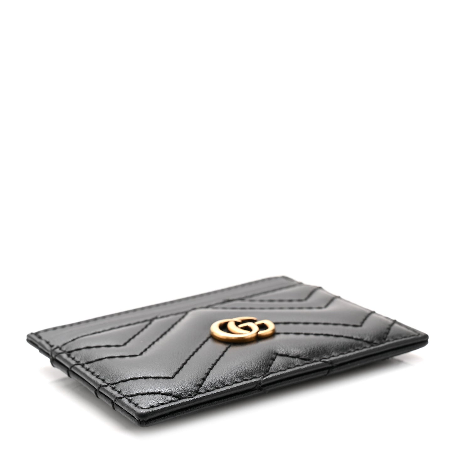 Calfskin Matelasse GG Marmont Card Holder Black