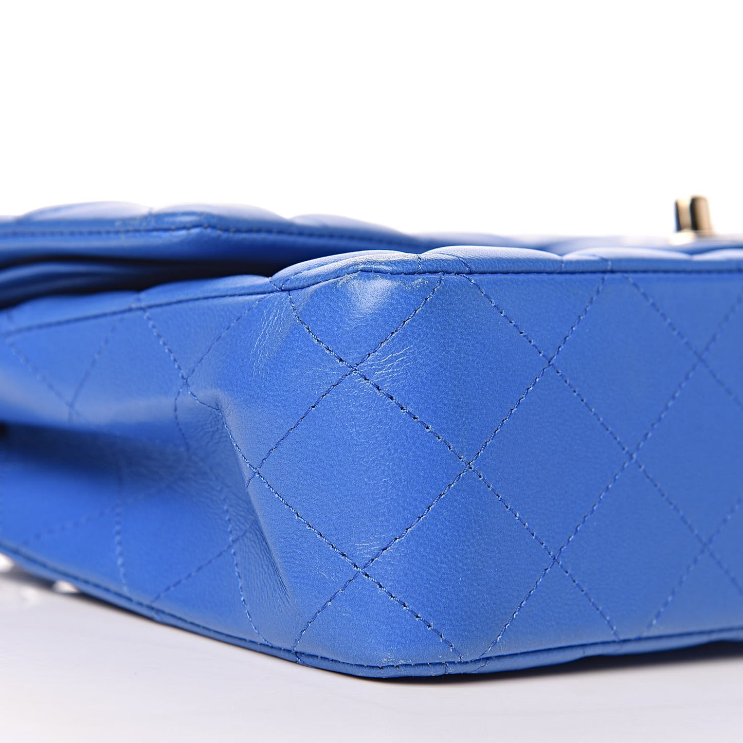 Lambskin Quilted Medium Double Flap Blue