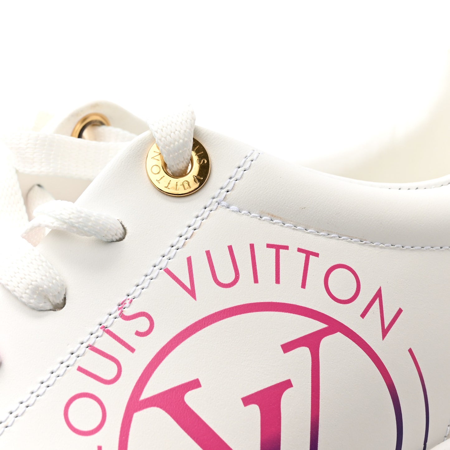 Calfskin LV Circle Printed Time Out Trainers 39.5 Fuchsia Pink