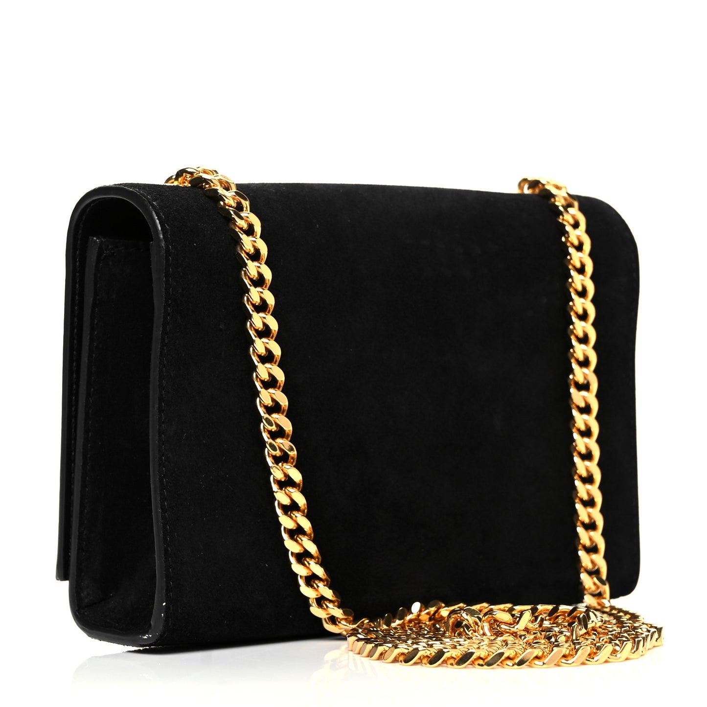 Suede Small Classic Monogram Kate Tassel Satchel Black
