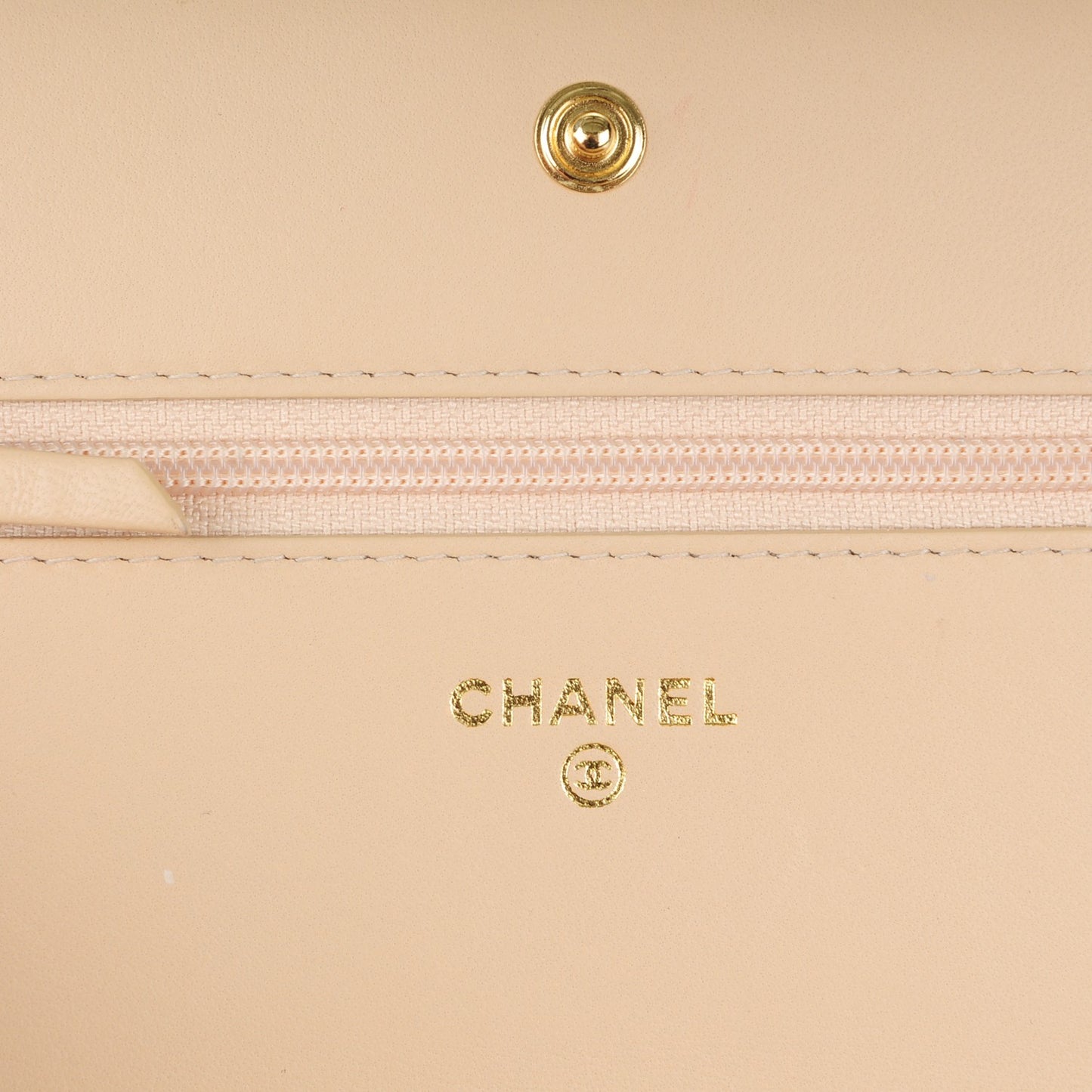 Lambskin Quilted Boy Wallet On Chain WOC Beige