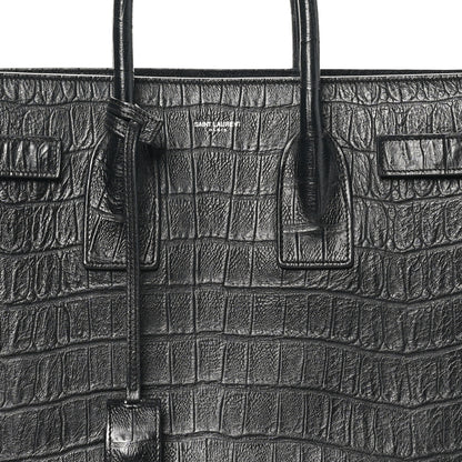 Saint Laurent Calfskin Crocodile Embossed Small Sac de Jour Black 8 of 10