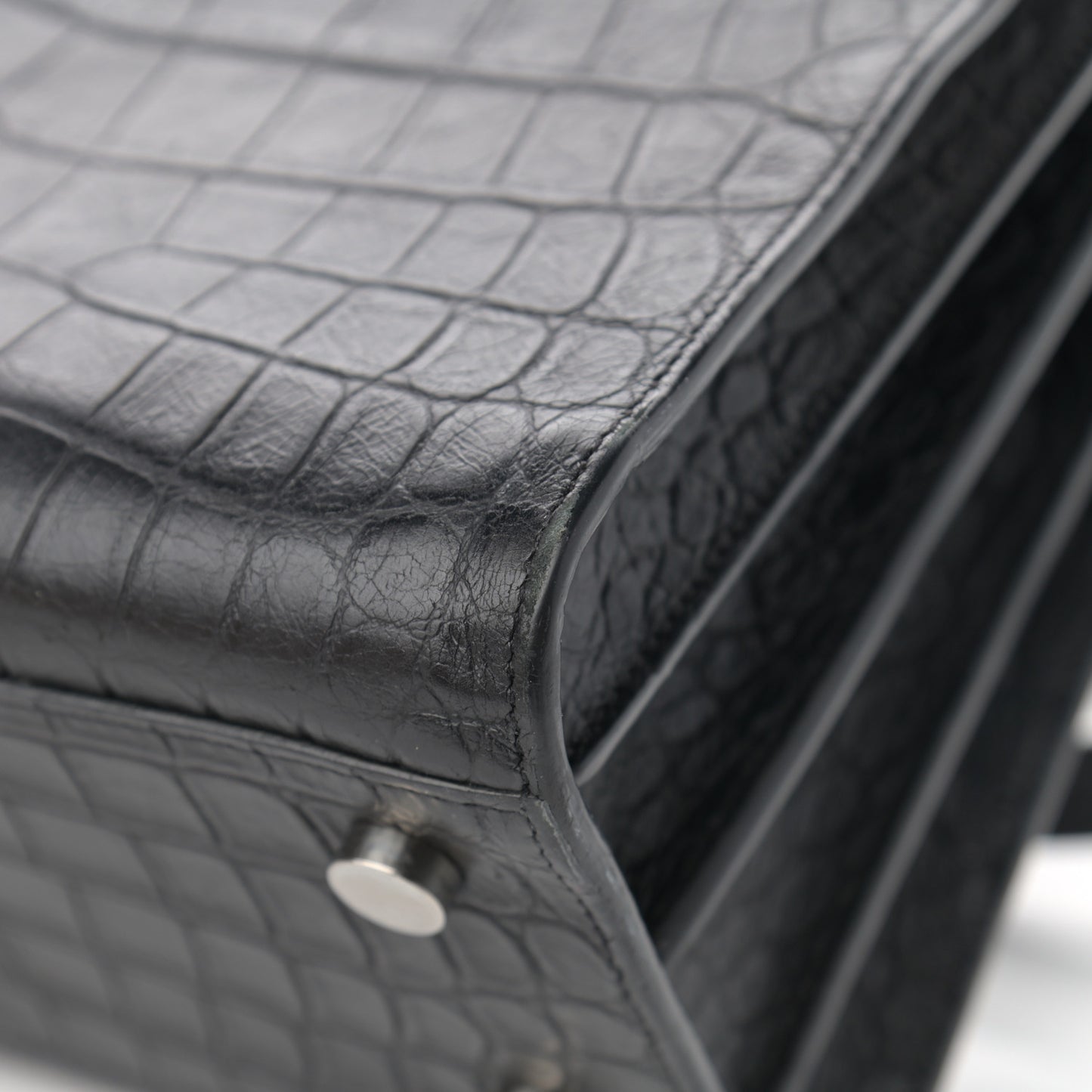 Calfskin Crocodile Embossed Baby Sac De Jour Black