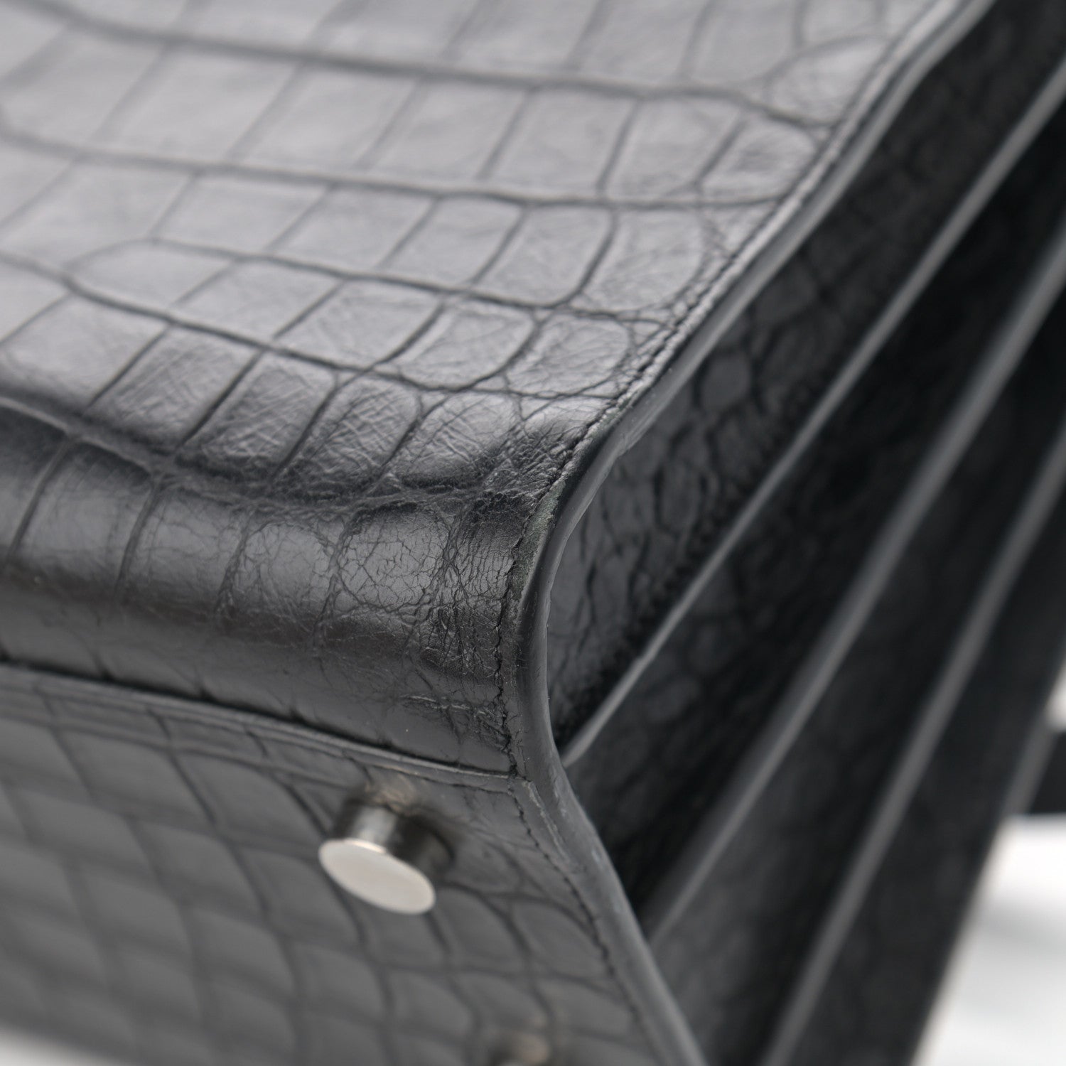 Saint Laurent Calfskin Crocodile Embossed Baby Sac De Jour Black 10 of 13