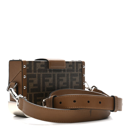 Fendi Shiny Glazed Fabric Vachetta FF 1974 Mini Baguette Trunk Mogano Panna Cuoio 3 of 15