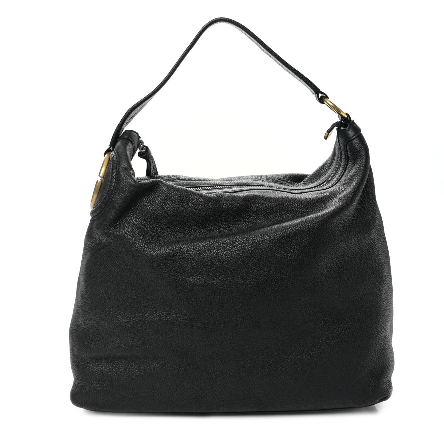 Pebbled Calfskin Twill Hobo Black