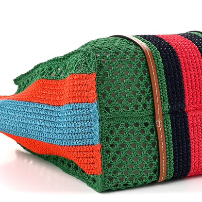 Gucci Raffia Web Woven Medium Interlocking G Tote Green 9 of 10