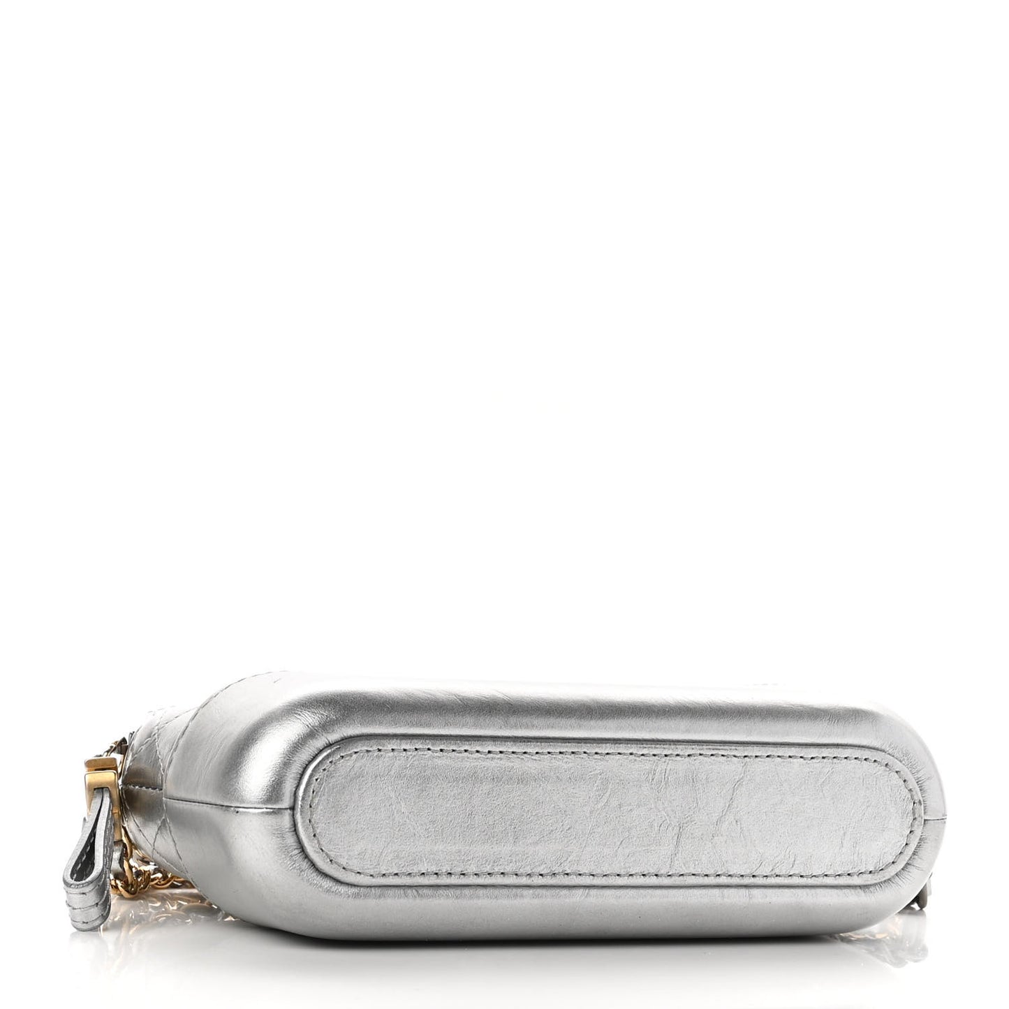 Metallic Lambskin Calfskin Quilted Small Gabrielle Clutch With Chain Silver