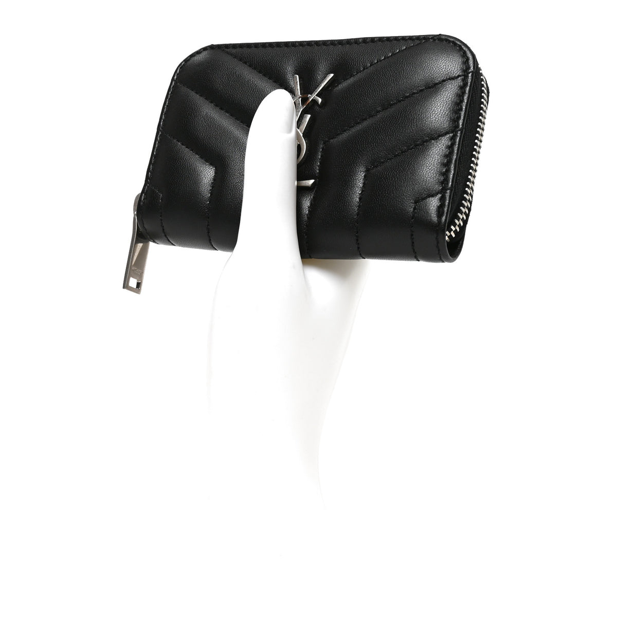 Lambskin Y Quilted Monogram LouLou Zip Coin Purse Black