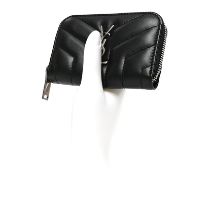Saint Laurent Lambskin Y Quilted Monogram LouLou Zip Coin Purse Black 2 of 8
