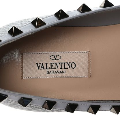 Valentino Garavani Pebbled Calfskin Rockstud Ballerina Flats 36 Pastel Grey 7 of 8