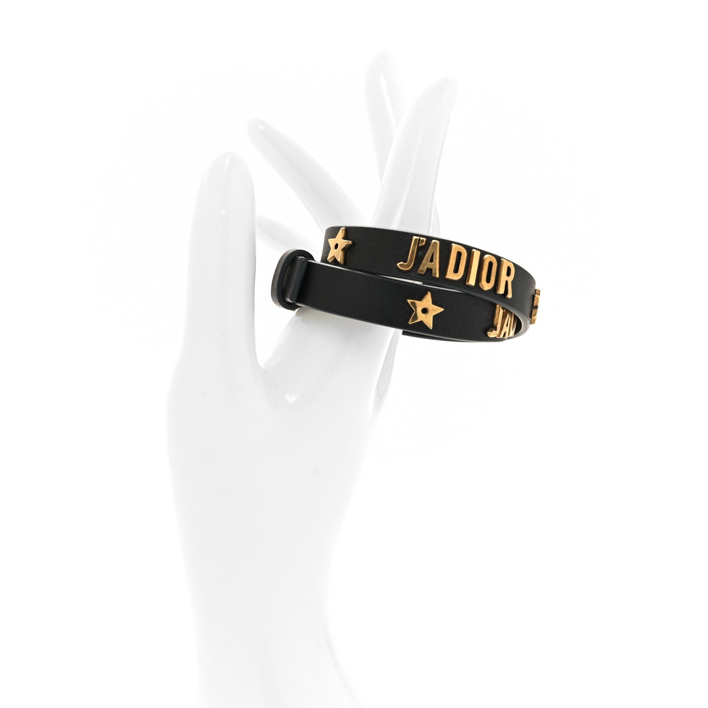 CHRISTIAN DIOR Calfskin Star J'Adior Double Bracelet Black