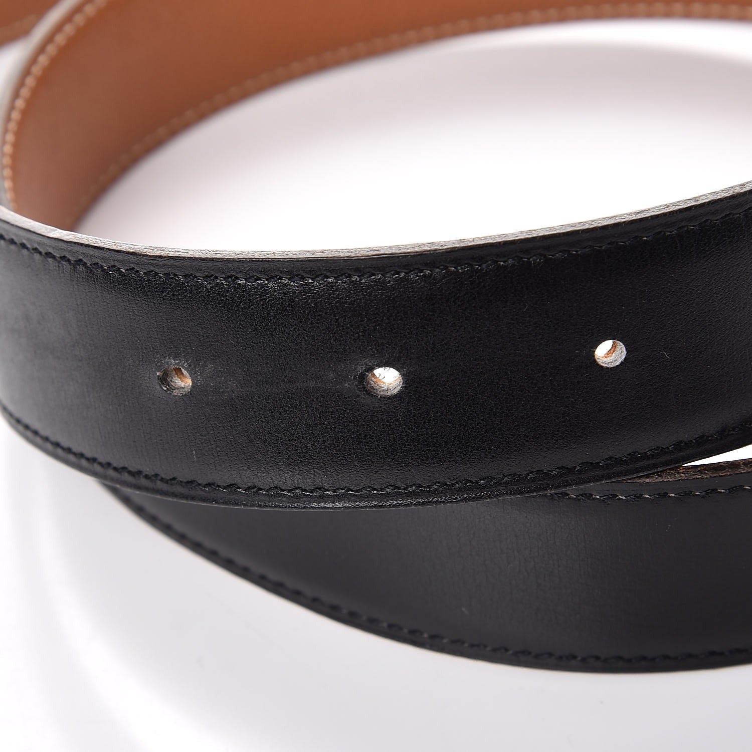 Hermes Courchevel Box 32mm Belt Strap 80 Gold Black 3 of 7