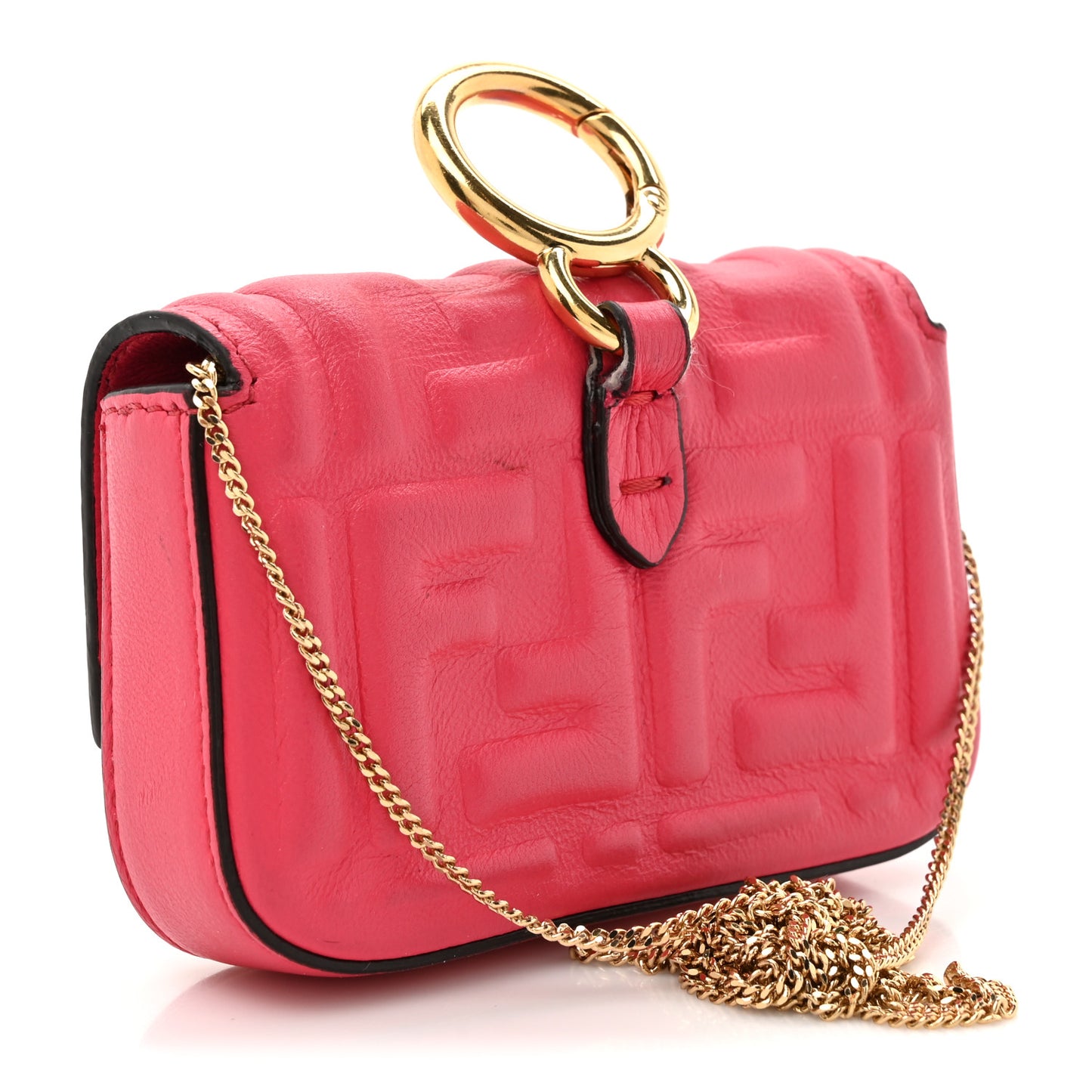 Nappa Matisse FF Embossed Nano Baguette Charm Lampone