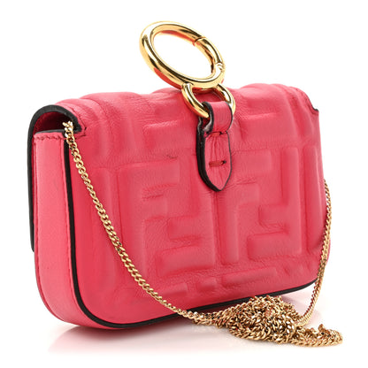 Fendi Nappa Matisse FF Embossed Nano Baguette Charm Lampone 3 of 15