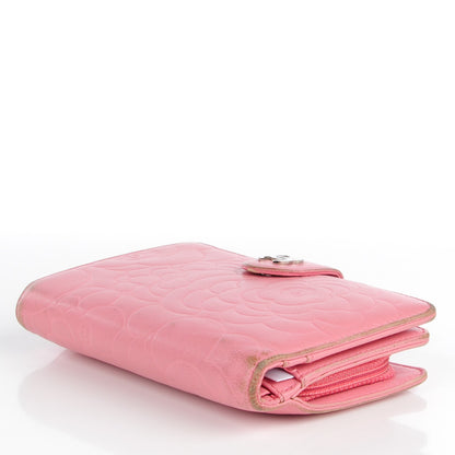 Chanel Lambskin Camellia Embossed Zipped Pocket Wallet Pink 12 of 17
