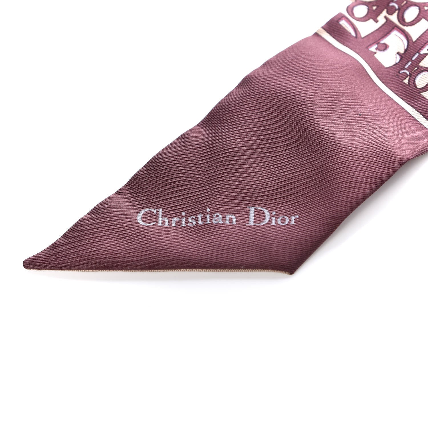 Christian Dior Silk Oblique Mitzah Scarf Bordeaux 3 of 4