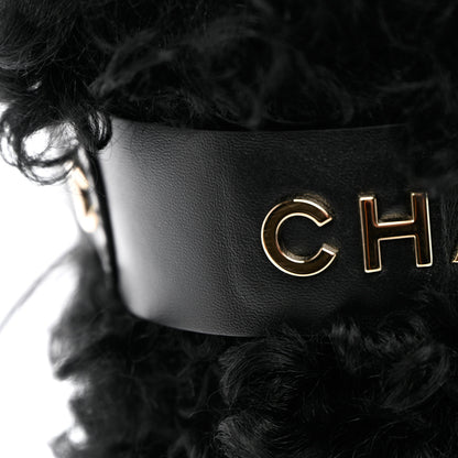 Chanel Shearling Sheepskin High Boots 38.5 Black 10 of 13