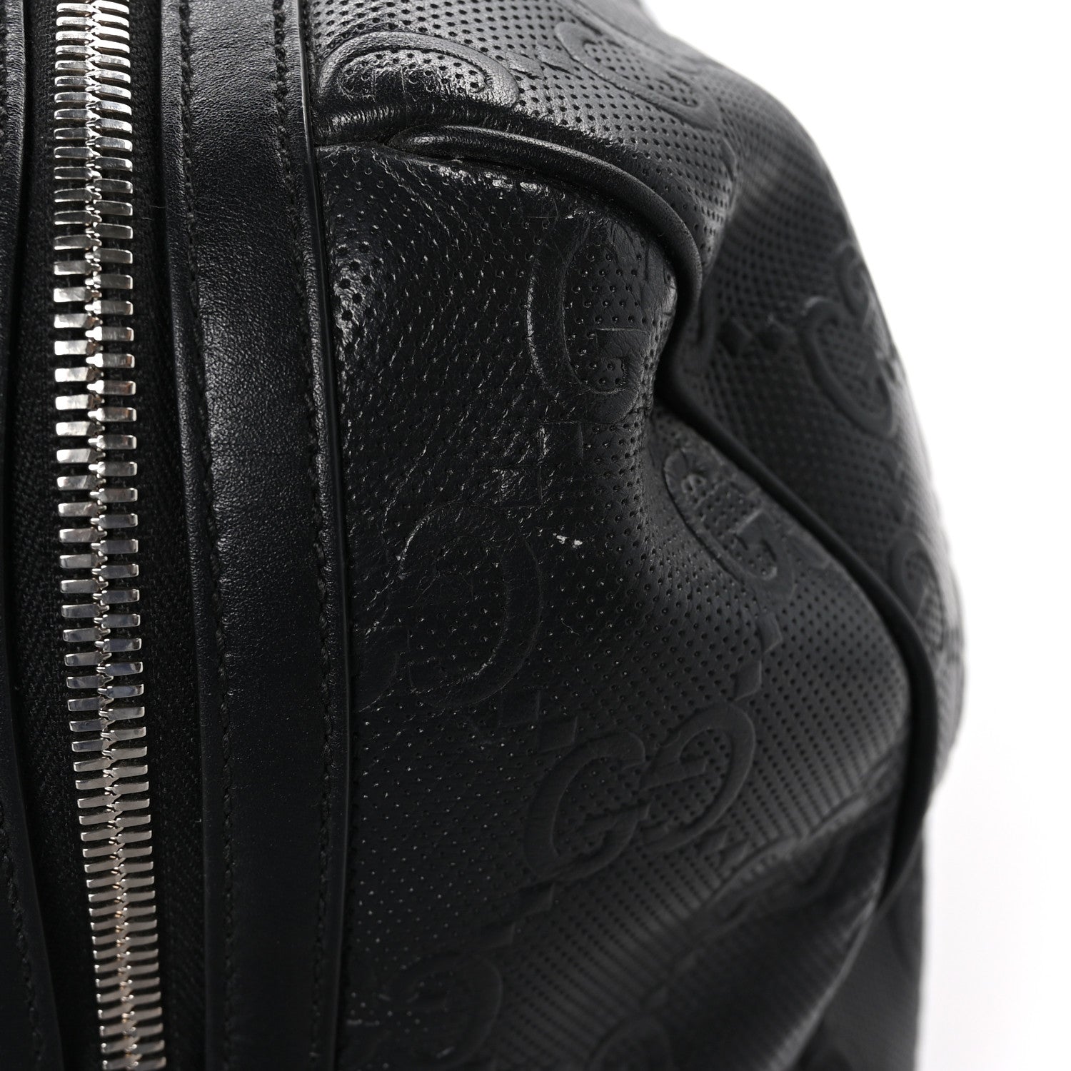Gucci Calfskin GG Tennis Embossed Duffle Bag Black 13 of 14