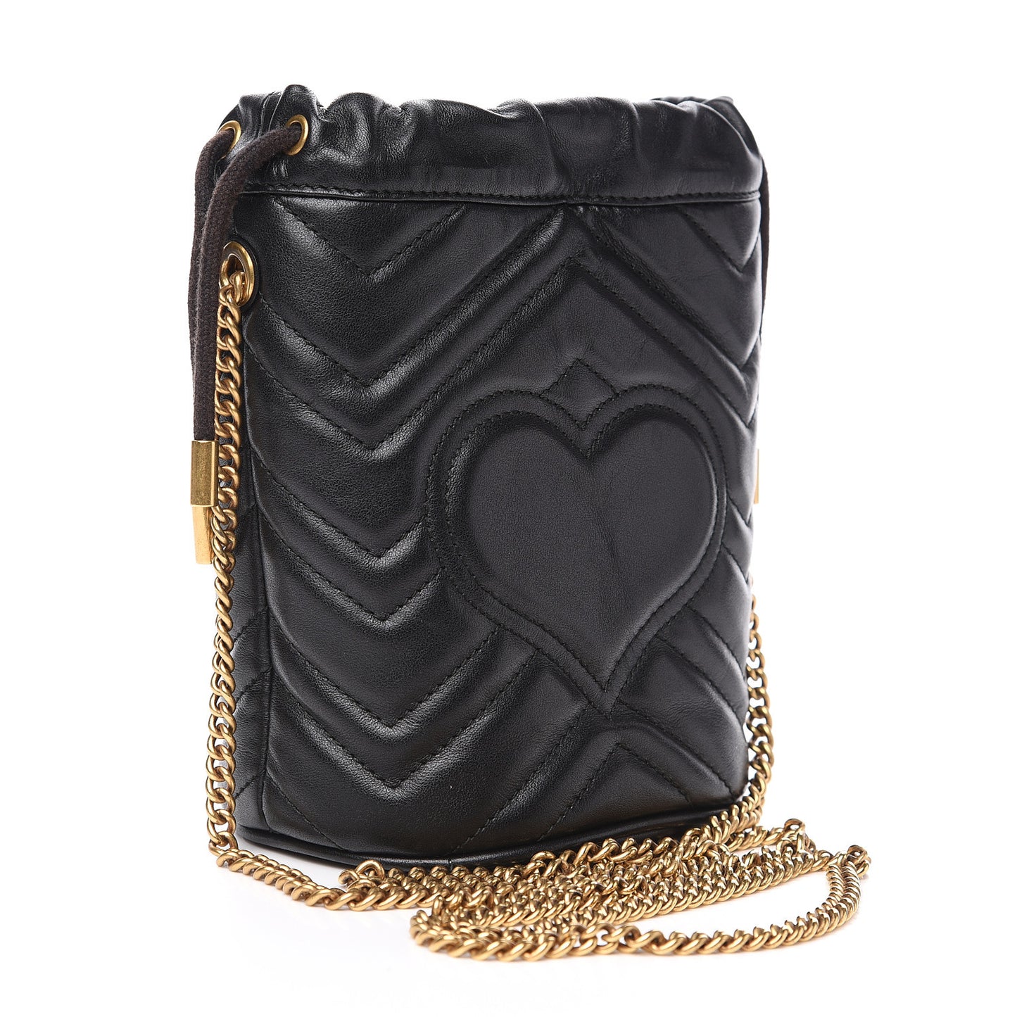 Calfskin Matelasse Mini GG Marmont 2.0 Bucket Bag Black