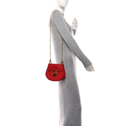 Chloe Grained Lambskin Mini Drew Shoulder Bag Plaid Red 3 of 9