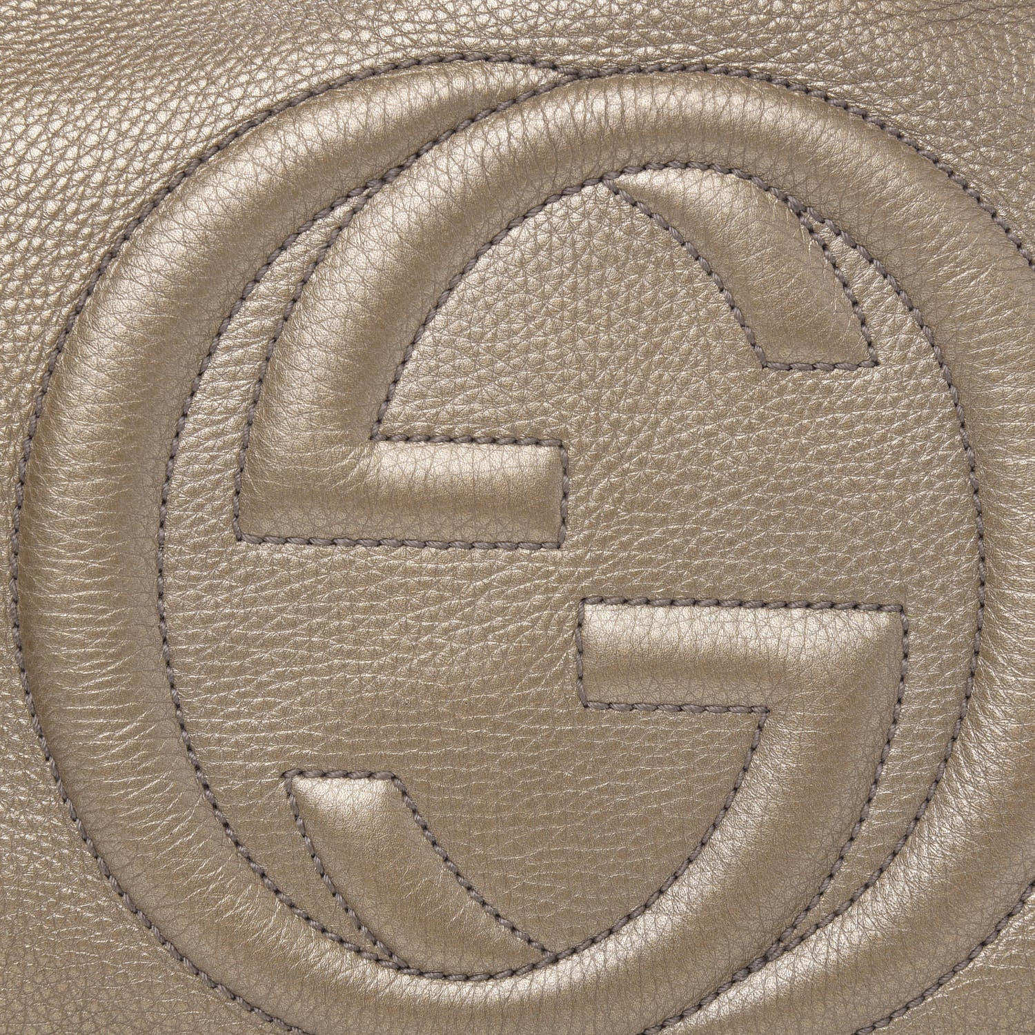 Gucci Metallic Pebbled Calfskin Medium Soho Chain Shoulder Bag Golden Beige 13 of 16