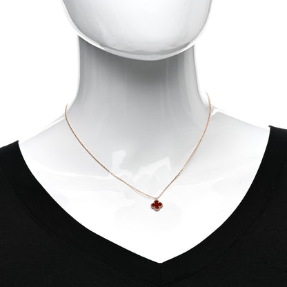 Van Cleef & Arpels 18K Rose Gold Carnelian Sweet Alhambra Pendant Necklace 2 of 6