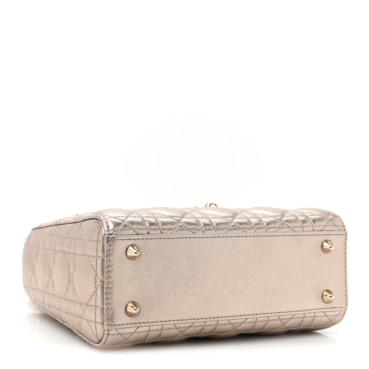Christian Dior Metallic Lambskin Cannage Small My ABCDior Lady Dior Gold 4 of 10