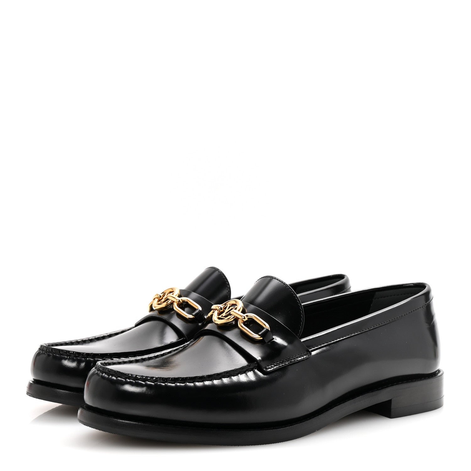 Louis Vuitton Glazed Calfskin Chess Flat Loafer 39.5 Black 4 of 9