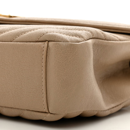 Saint Laurent Sheepskin Matelasse Chevron Monogram Medium College Bag Dark Beige 11 of 13