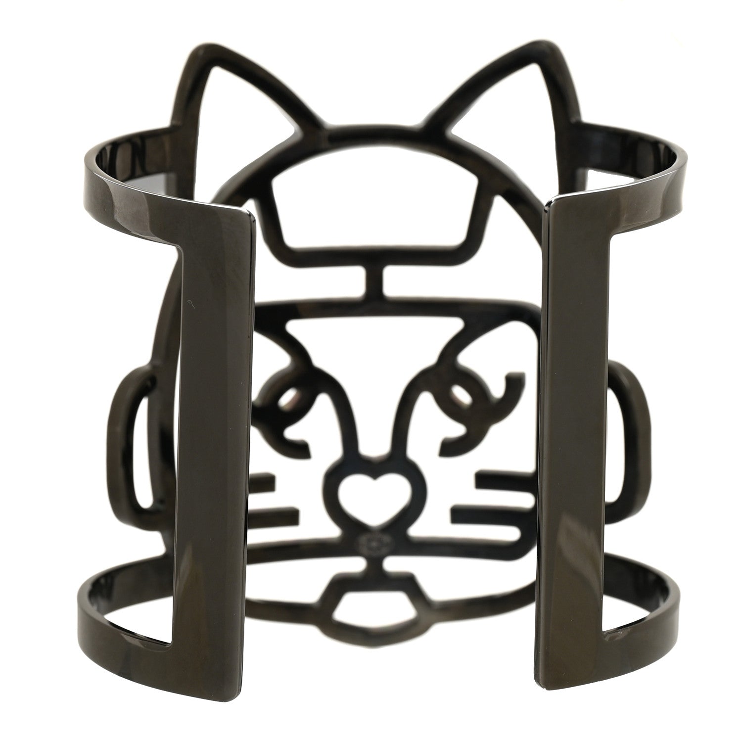 Chanel Strass Crystal CC Emoji Robot Cat Cuff 3 of 5