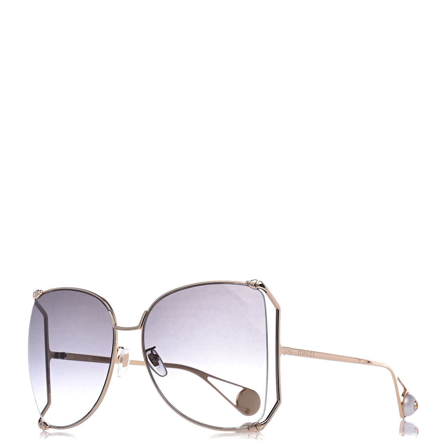 Oversized Round Sunglasses GG0252S Gold Grey