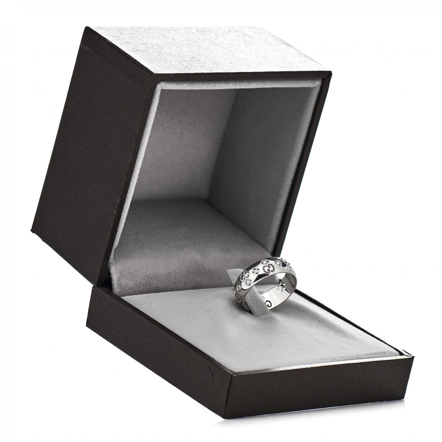 18K White Gold Diamond 6mm Icon Band Ring 52 6