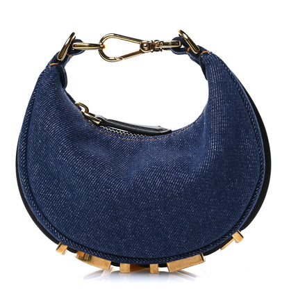 Fendi Denim Shiny Nappa Nano Fendigraphy Hobo Charm Blue Moro 8 of 10