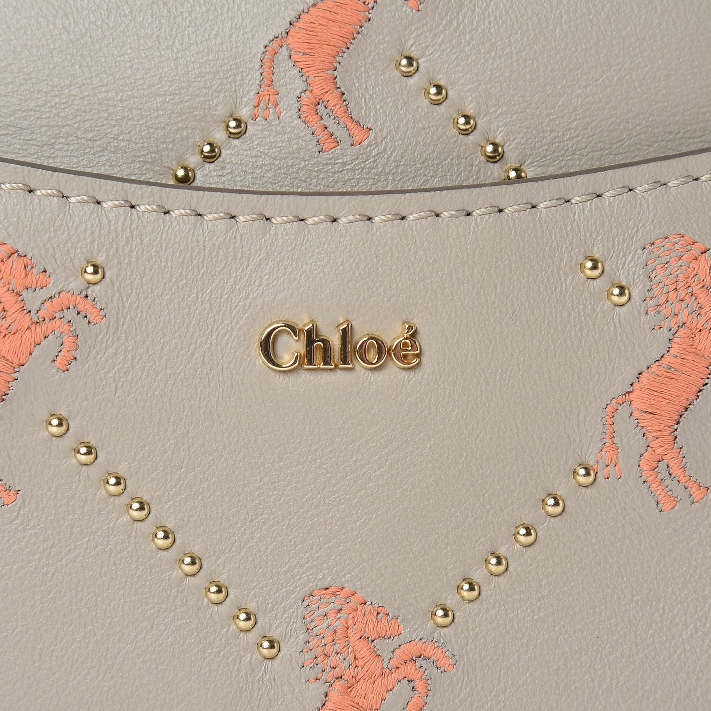 Smooth Calfskin Little Horses Embroidered Signature Belt Bag Pastel Grey