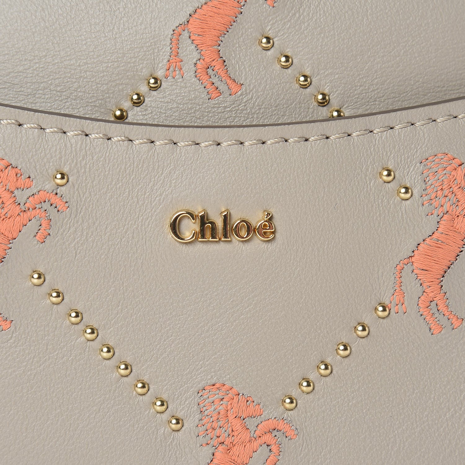 Chloe Smooth Calfskin Little Horses Embroidered Signature Belt Bag Pastel Grey 8 of 11