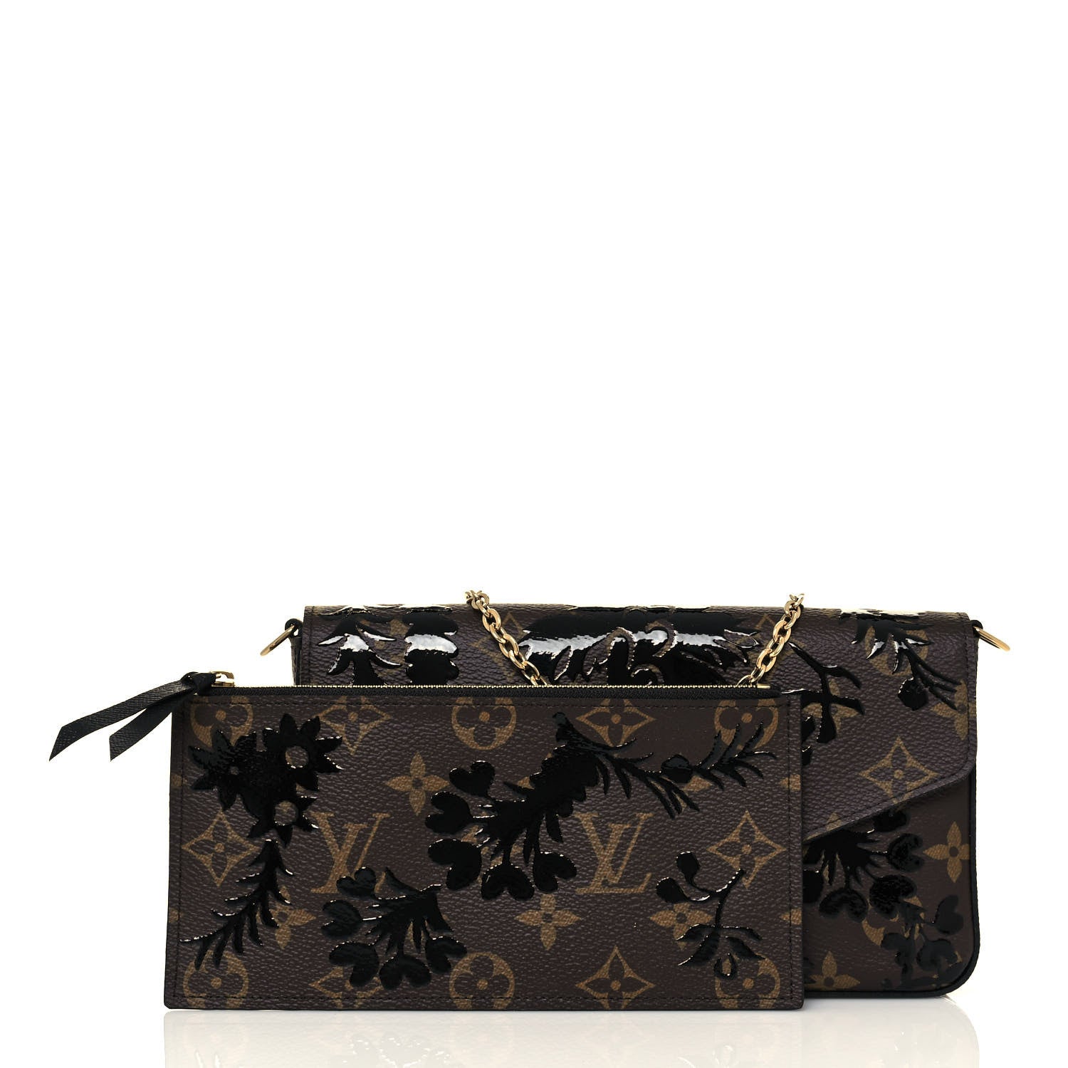 Louis Vuitton Monogram Blossom Pochette Felicie Chain Wallet Black 1 of 14
